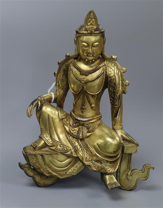 A Chinese gilt bronze figure, Qing 19th century height 25cm